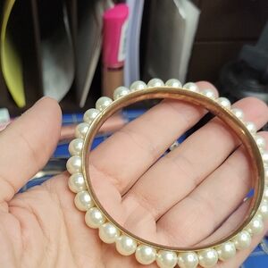 Elegant Faux Pearl Bangle 3.25" Bracelet